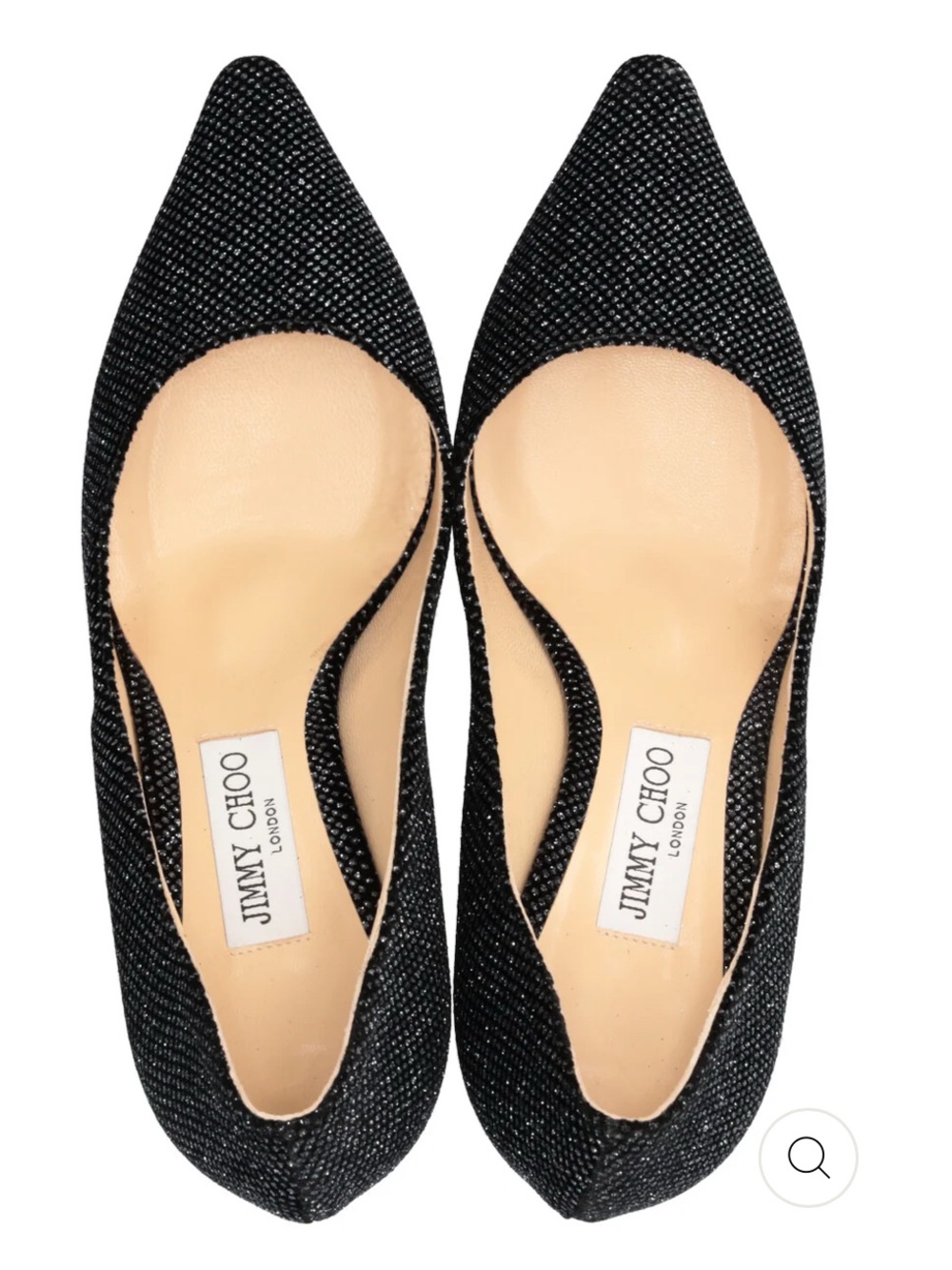 Authentic Jimmy Choo, black glitter heel in box, 39